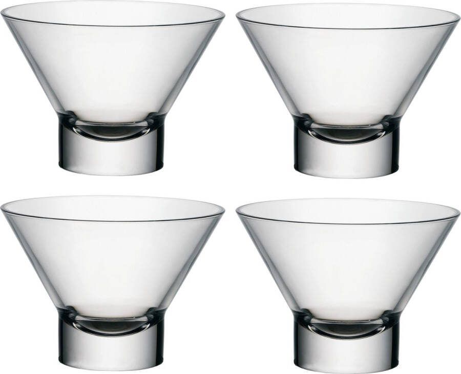 Bormioli Rocco Set van 12x stuks ijs sorbet coupes op voet van glas 370 ml Ijscoupe glazen schaaltjes