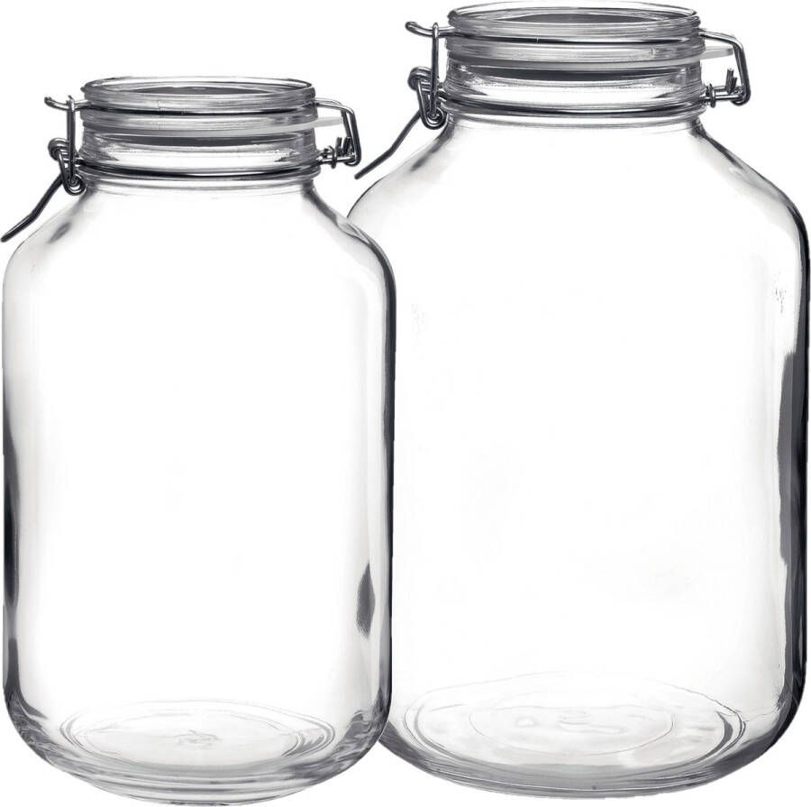 Bormioli Rocco Set van 2x stuks weckpotten inmaakpotten met beugelsluiting 4 liter 5 liter Voorraadpotten