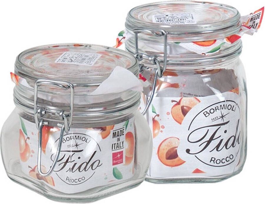 Bormioli Rocco Set van 2x weckpotten inmaakpotten 500 ml 750 ml met beugelsluiting voorraadpotten