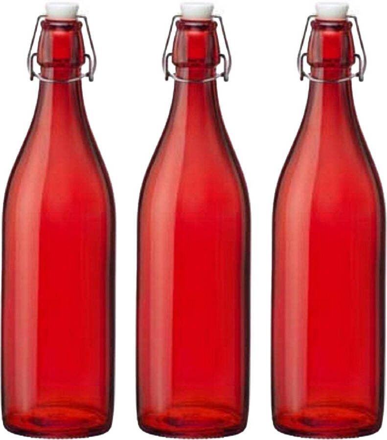 Cuisine Elegance set van 8x stuks weckflessen rood beugeldop glas van 1 liter