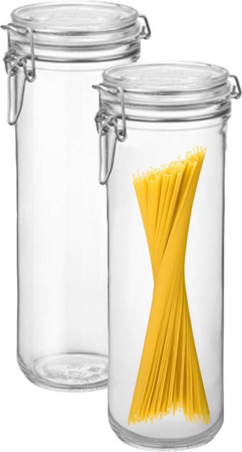 Bormioli Rocco Spaghetti voorraad weck pot 2x glas transparant 26 x 9 cm 1 5 L Voorraadpot