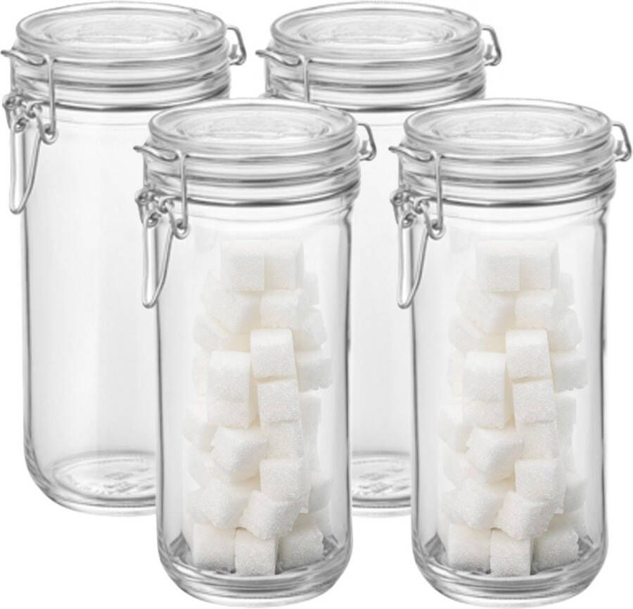 Bormioli Rocco Voorraad weck pot 4x glas transparant 21 x 10 cm 1 L