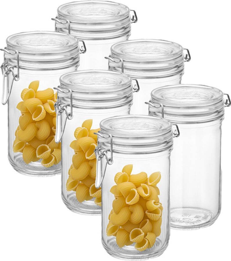 Bormioli Rocco Voorraad weck pot 6x glas transparant 21 x 10 cm 1 L