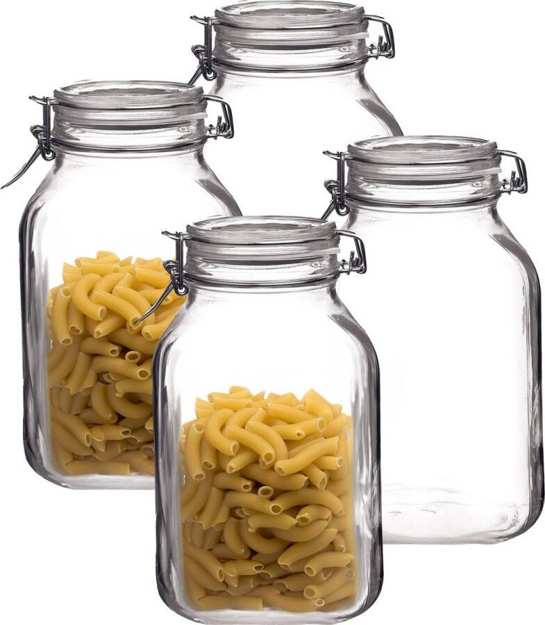 Bormioli Rocco Voorraad weckpot 4x glas transparant 22 x 10 cm 1 5 L