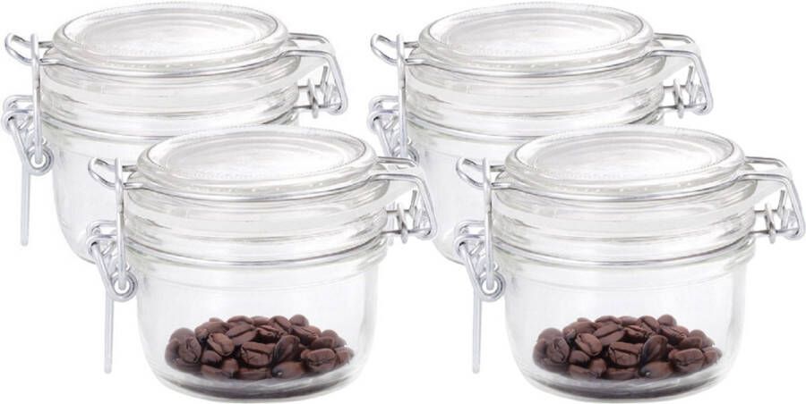 Bormioli Rocco Voorraad weckpot 4x glas transparant 8 x 7 cm 125 ml