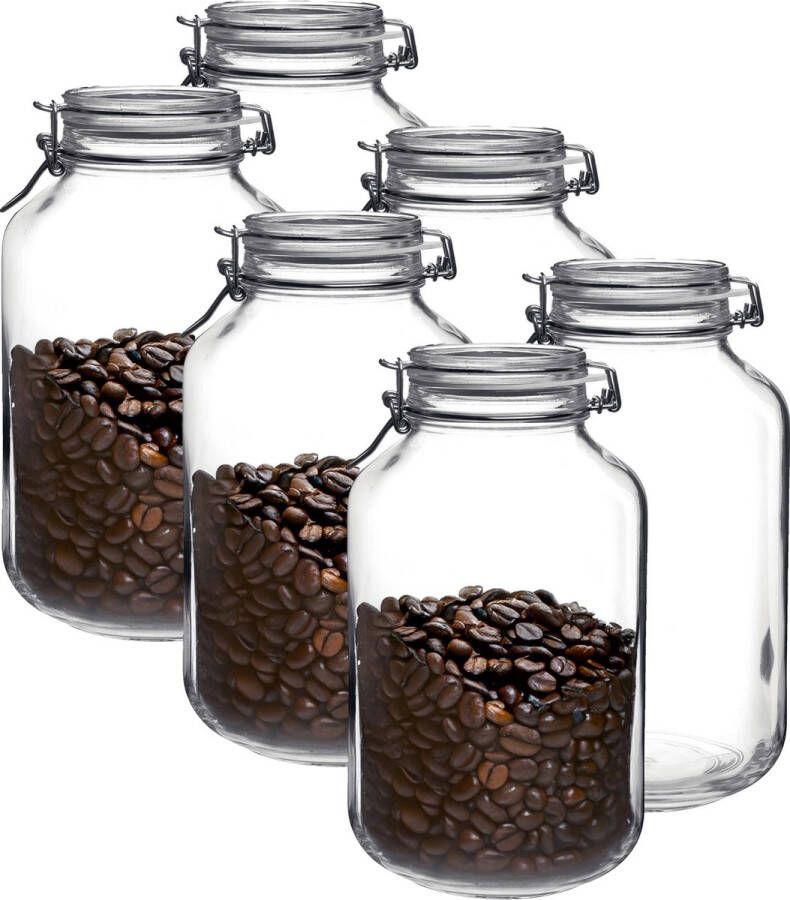 Bormioli Rocco Voorraad weckpot 6x glas transparant 28 x 15 cm 4 L