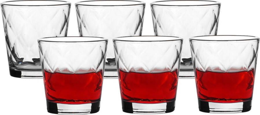Bormioli Rocco Waterglazen drinkglazen set van 12x stuks 240 ml transparant kaleido relief
