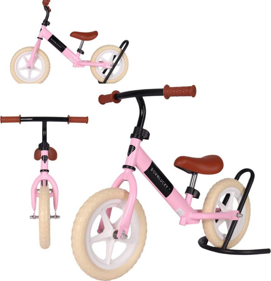 Born Lucky Loopfiets Balance Bike Verstelbaar Stuur & Zadel Pink