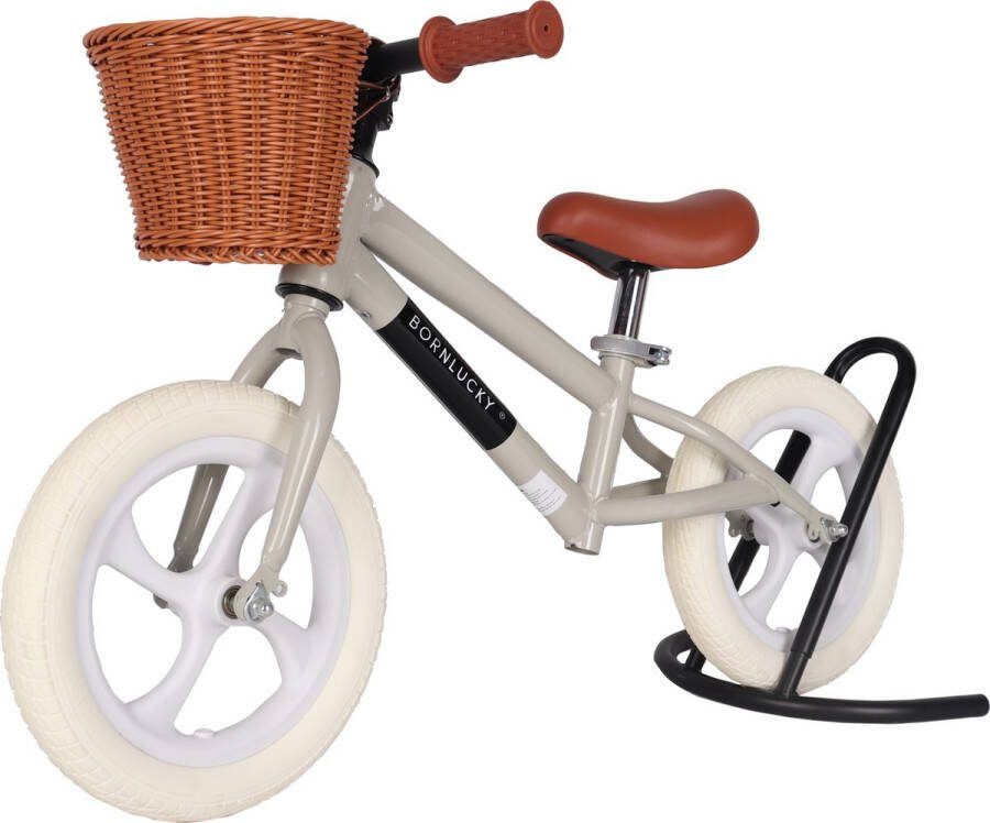 Born Lucky Loopfiets Balance Bike Verstelbaar Zadel & Mand Olive