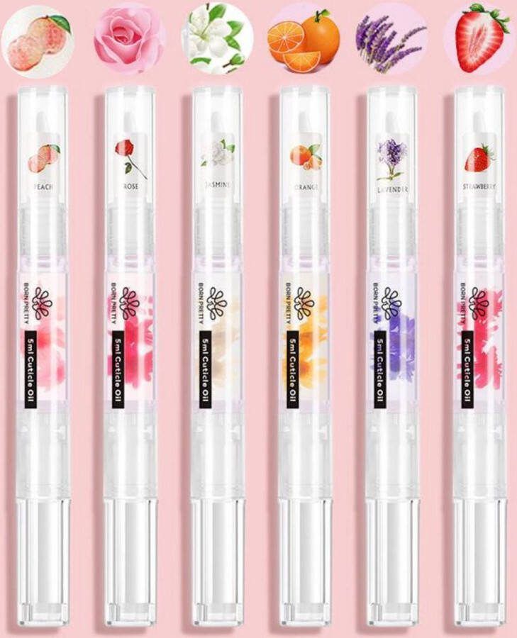 Born Pretty Nagelolie 6 stuks Nagelriemolie pen Nagelolie verzorging Nagelolie set Cuticle oil Nagelriemolie Nagelverzorging set Nagelriem olie nagelriem Olie nagels Nagel olie Nail oil