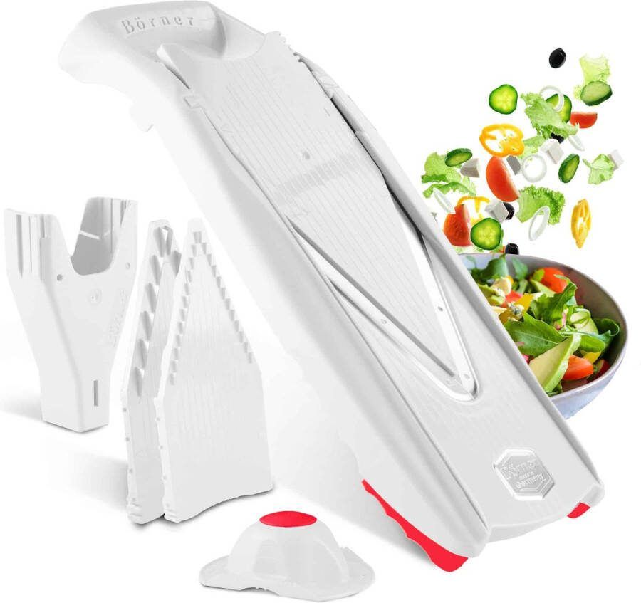Börner Mandoline V5 Starter 5-delige set 6 snijdiktes Geschikt als Frietsnijder BPA-vrij en Roestvrij Wit