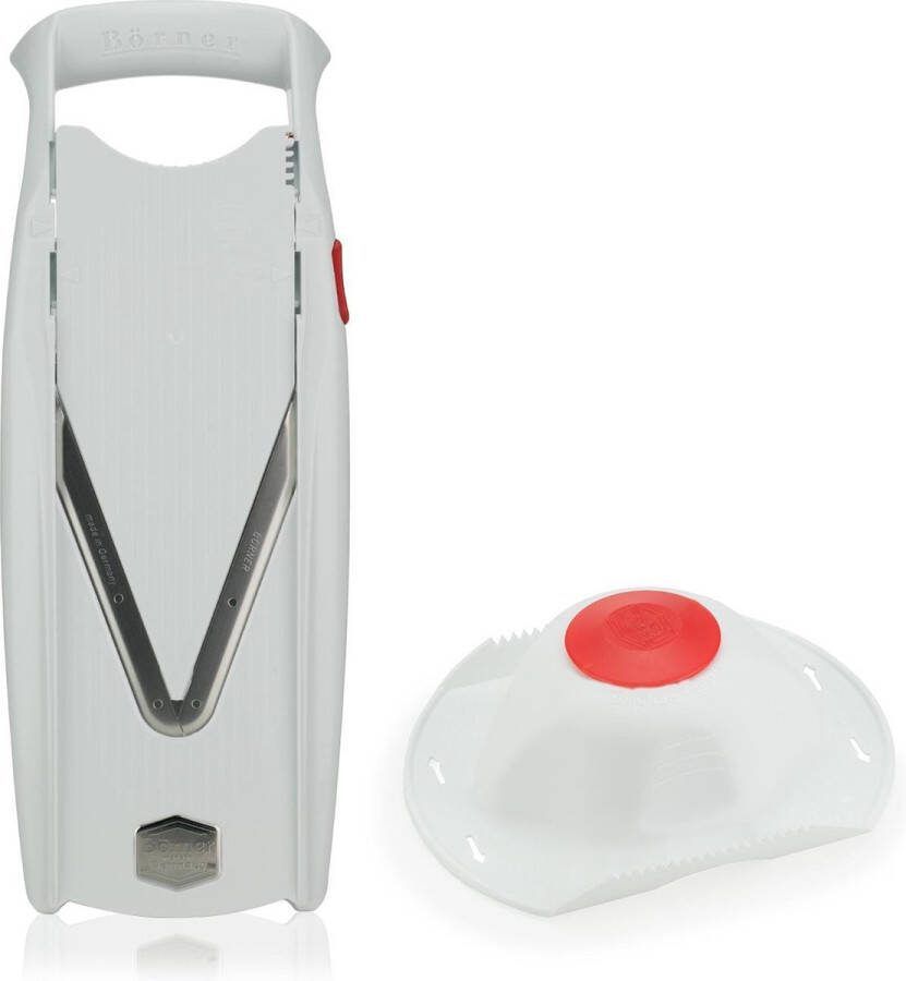 Börner Mandoline V5 Starter 5-delige set 6 snijdiktes Geschikt als Frietsnijder BPA-vrij en Roestvrij Wit