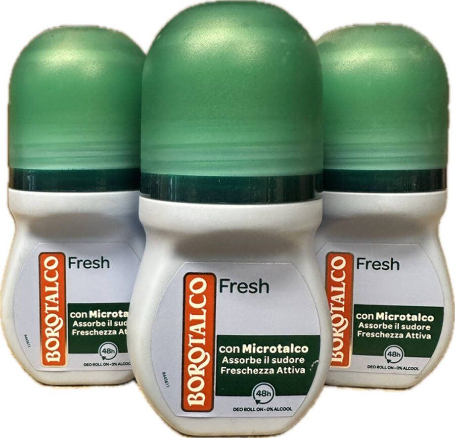 Borotalco Active Fresh Deodorant Roll-On Acohol vrij 3x 50 ml
