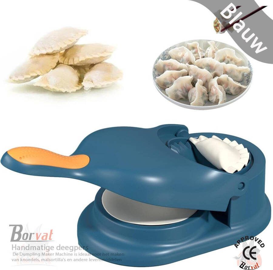 Borvat 2-in-1 boldelmachine handmatige deegpers deegmachine deegverpakking Dumpling Maker Ravioli Maker Pastei Maker Blauw