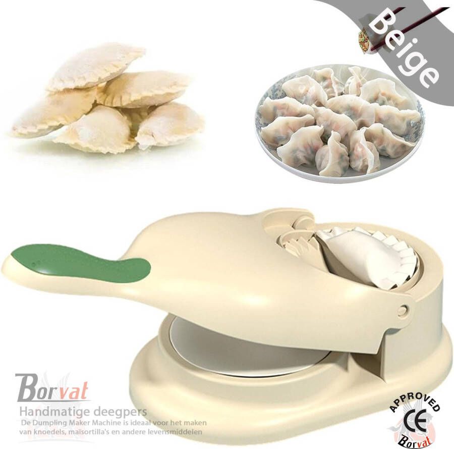 Borvat 2-in-1 boldelmachine handmatige deegpers deegmachine deegverpakking Dumpling Maker Ravioli Maker Pastei Maker Beige