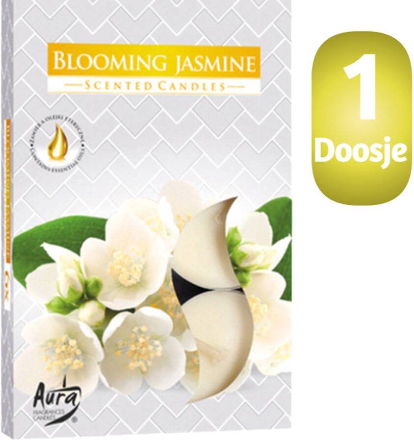 Borvat Aura Geur Theelichtjes Waxinelichtjes Scented Candles Zoete Bloeiende Jasmijn 1 doosje met 6 waxinelichtjes