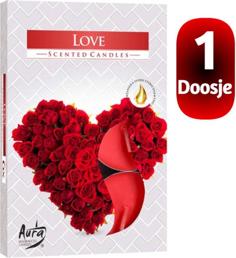 Borvat Aura Geur Theelichtjes Waxinelichtjes Scented Candles Zoete Love 1 doosje met 6 waxinelichtjes