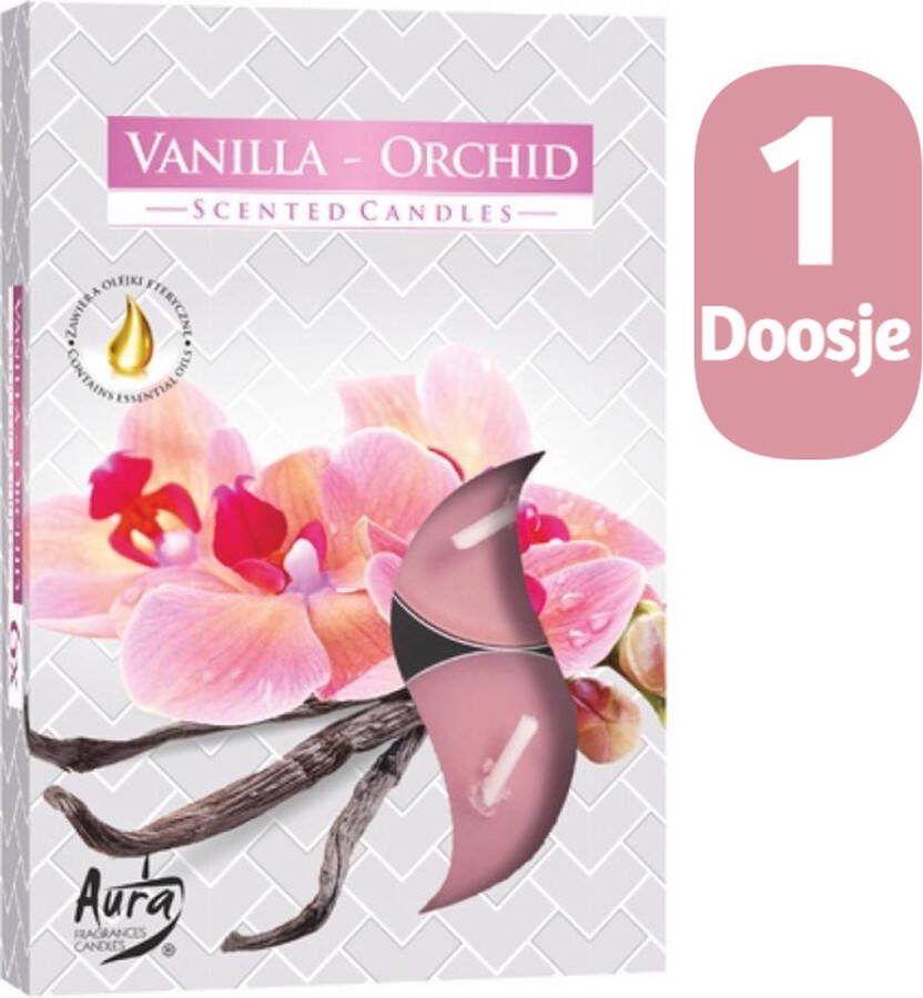 Borvat Aura Geur Theelichtjes Waxinelichtjes Vanilla Orchid Zoete vanille bloemen geur 1 doosje met 6 waxinelichtjes