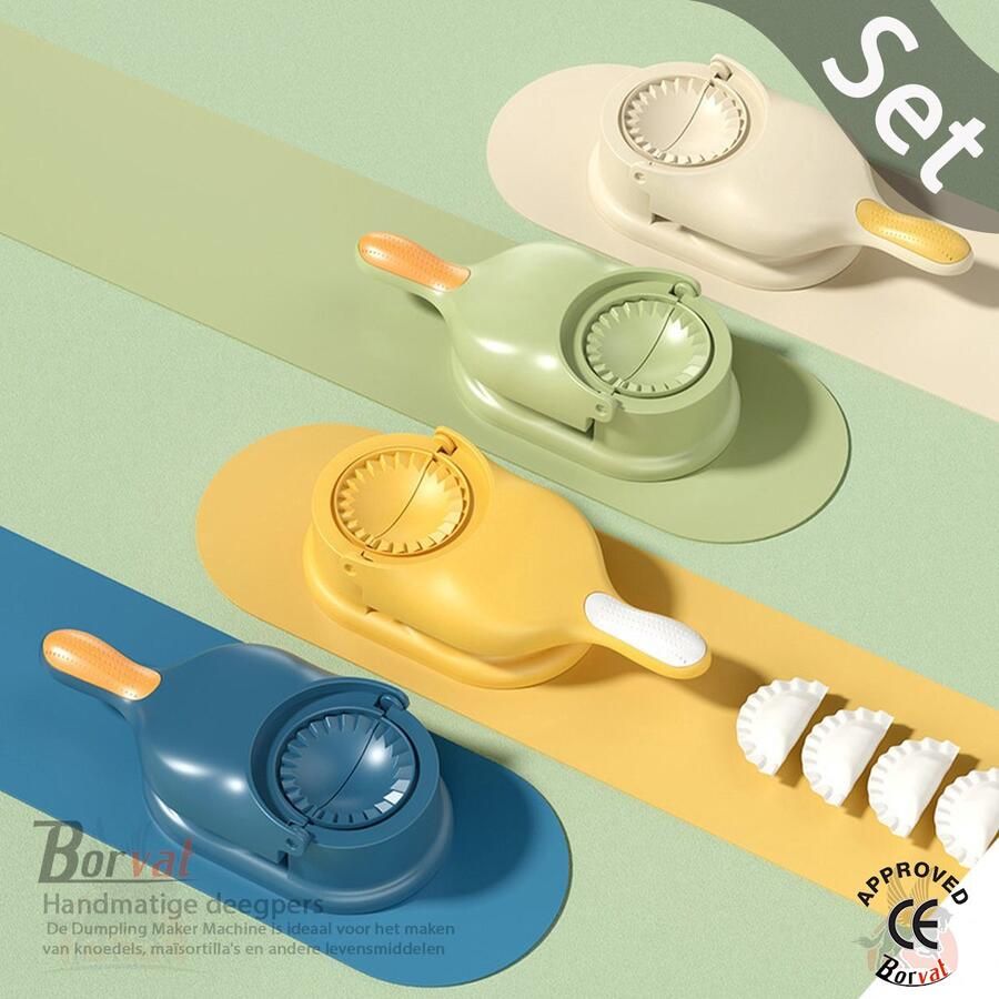 Borvat 2-in-1 boldelmachine handmatige deegpers deegmachine deegverpakking Dumpling Maker Ravioli Maker Pastei Maker Set van 3 Stuks