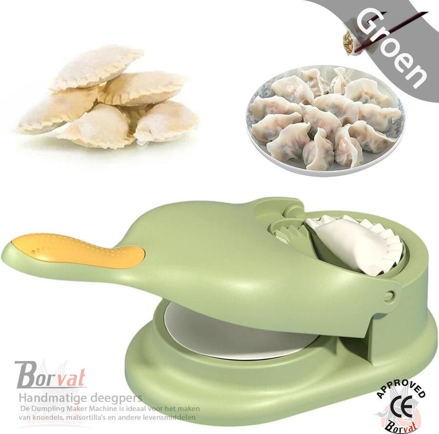 Borvat 2-in-1 boldelmachine handmatige deegpers deegmachine deegverpakking Dumpling Maker Ravioli Maker Pastei Maker Groen