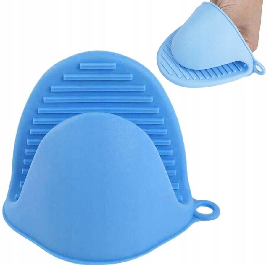 Borvat IBBO 2x Pannenlap Siliconen Set van 2 stuks Warmtebestendig Hittebestendig tot 160ºC Ovenhandschoenen Keuken BBQ Anti-verbrandingshandschoenen antislip rubber hoge temperatuur anti-hete handschoenen Blauw