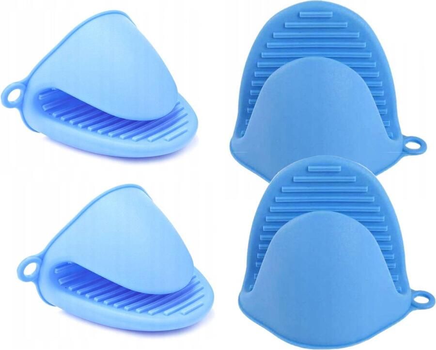 Borvat IBBO 4x Pannenlap Siliconen Set van 4 stuks Warmtebestendig Hittebestendig tot 160ºC Ovenhandschoenen Keuken BBQ Anti-verbrandingshandschoenen antislip rubber hoge temperatuur anti-hete handschoenen Blauw