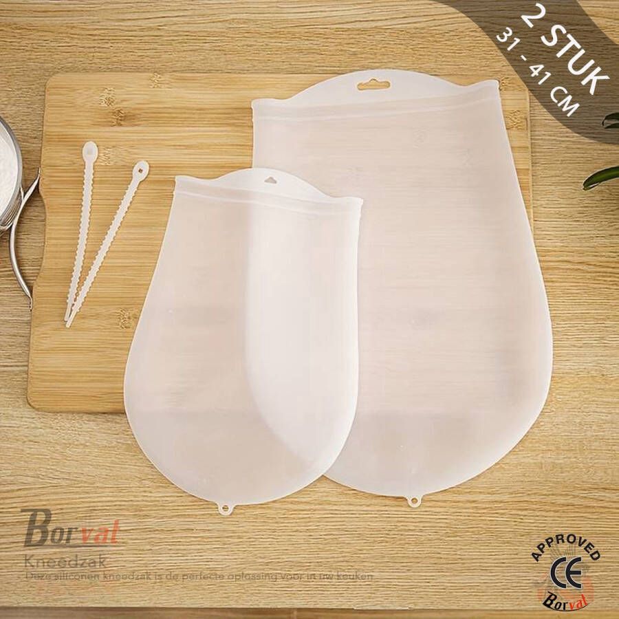 Borvat Deegkneder Kneedzak Silicone kneedzak Brood deegzak Deegmaker Deegmat 31 41 cm Wit 2 Stuk