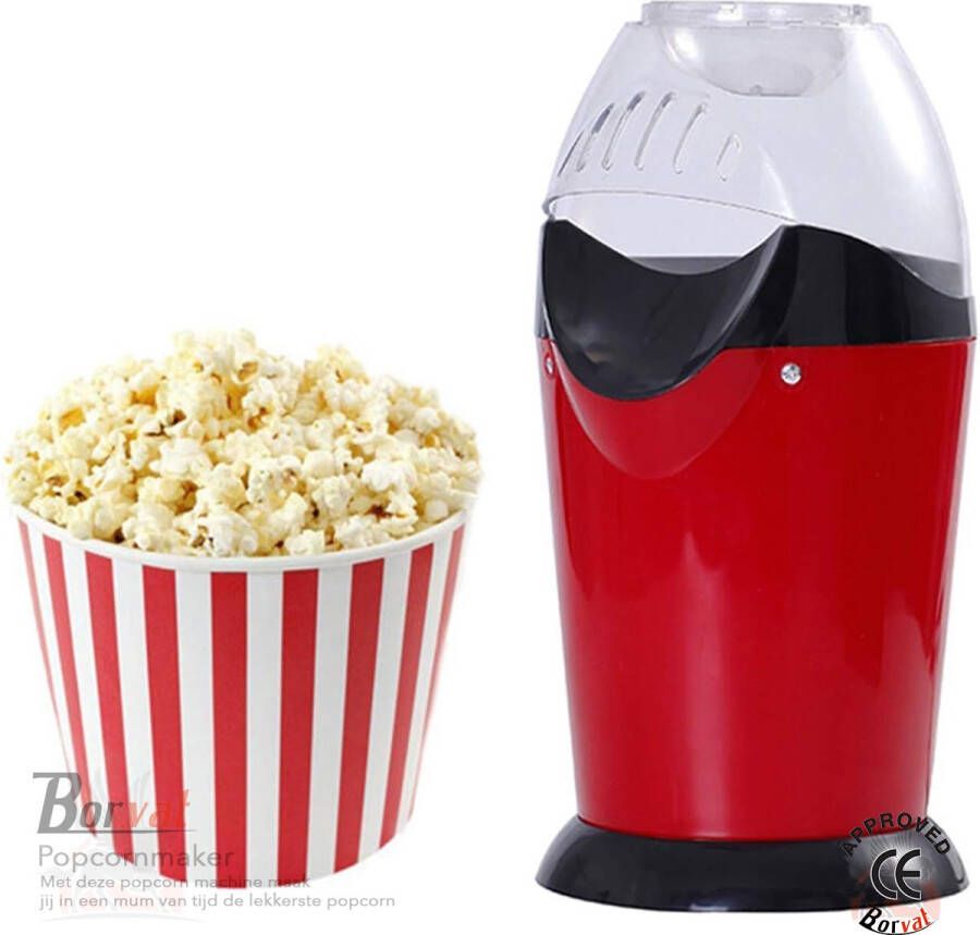 Borvat Esperanza Hetelucht popcornmaker Popcornmachine Zonder olie Klaar in 2 minuten 1200W Wit