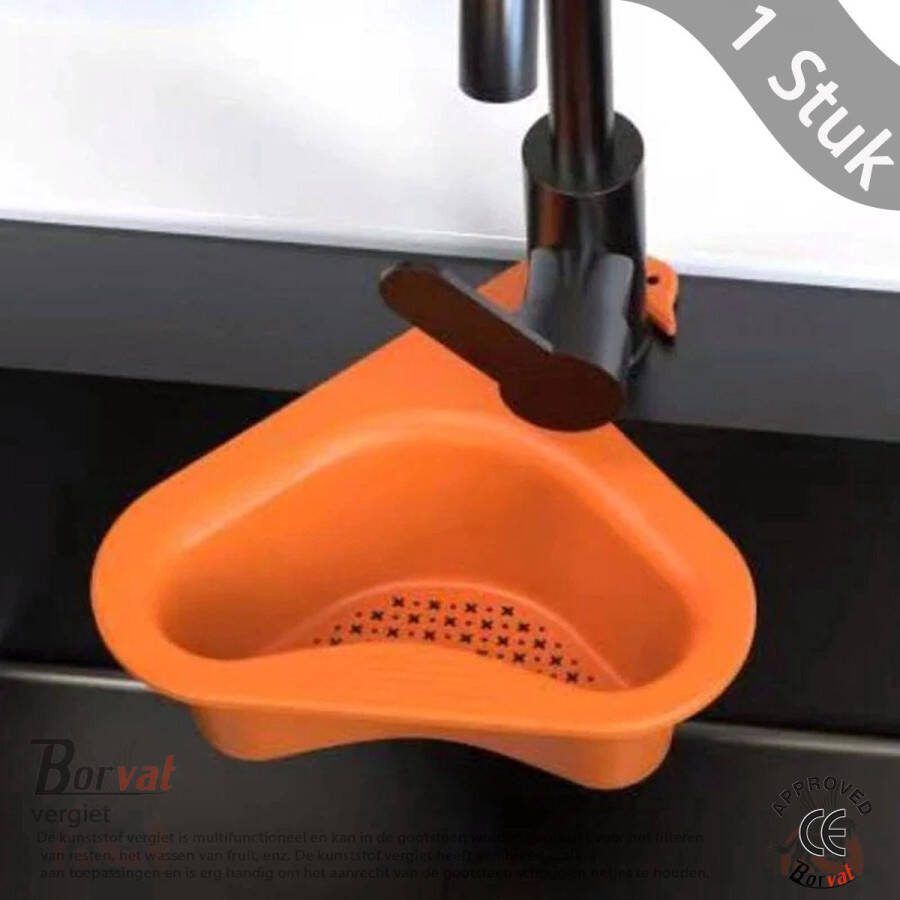 Borvat Gootsteen Organizer Afvoerzeef Gootsteen Stop Gootsteen Plug Gootsteen Bakje Gootsteen Afvalbakje Gootsteen Vergiet Gootsteen Zeef Plastic Gootsteen Zeefje Zwaanvorm Haak 5 CM Doorsnee Oranje