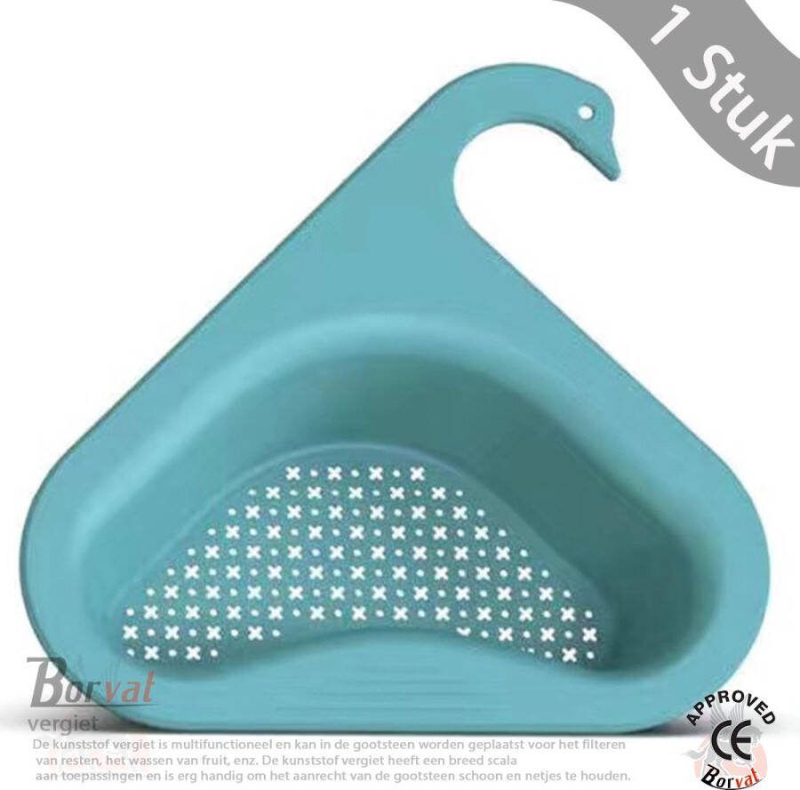 Borvat Gootsteen Organizer Afvoerzeef Gootsteen Stop Gootsteen Plug Gootsteen Bakje Gootsteen Afvalbakje Gootsteen Vergiet Gootsteen Zeef Plastic Gootsteen Zeefje Zwaanvorm Haak 5 CM Doorsnee Blauw