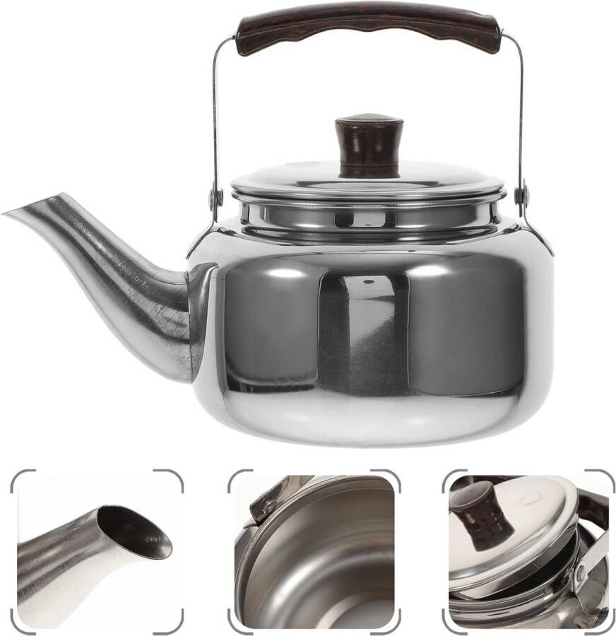 Borvat IBBO Luxe RVS Kettle Theepot 1L ketel Camping Theepot Waterkoker Zilver