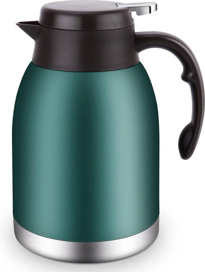 Borvat IBBO Premium RVS Thermoskan koffiepot RVS 304 Vacuüm Ketel High-End Restaurant Met Drukknop Isoleerkan Groen 2 Liter