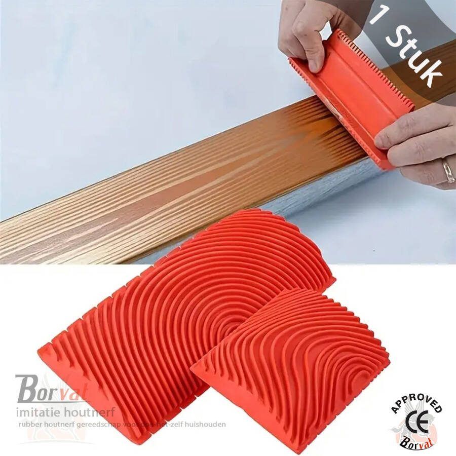 Borvat imitatie houtnerf rubber houtnerf gereedschap voor doe-het-zelf huishouden wanddecoratie houten deur raamkozijn imitatiehout Rood