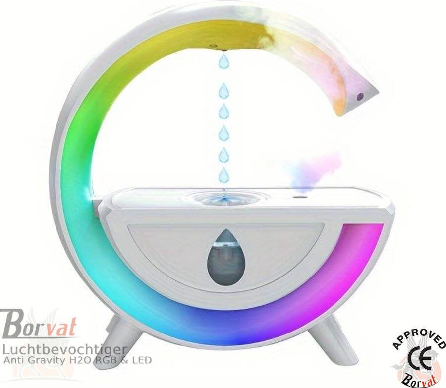 Borvat Luchtbevochtiger Waterdruppel Usb Opladen Rgb Nachtlampje Anti-Zwaartekracht Diffuser Anti-Zwaartekracht Cool Mistmaker Vakantie Cool Geschenken