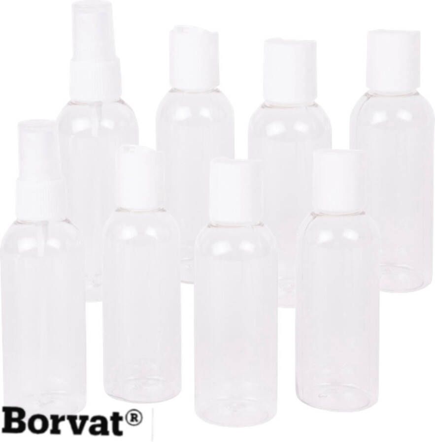 Borvat Reisflesjes Drinkflesje 100ML PVC 8 Delig