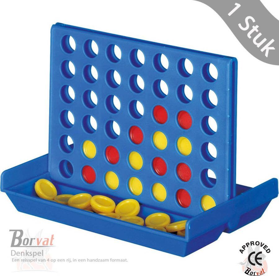Borvat Reisspel mini Denkspel speelgoed voor kinderen en volwassenen 4 Op een rij 10 3 x 14 3 x 3 cm