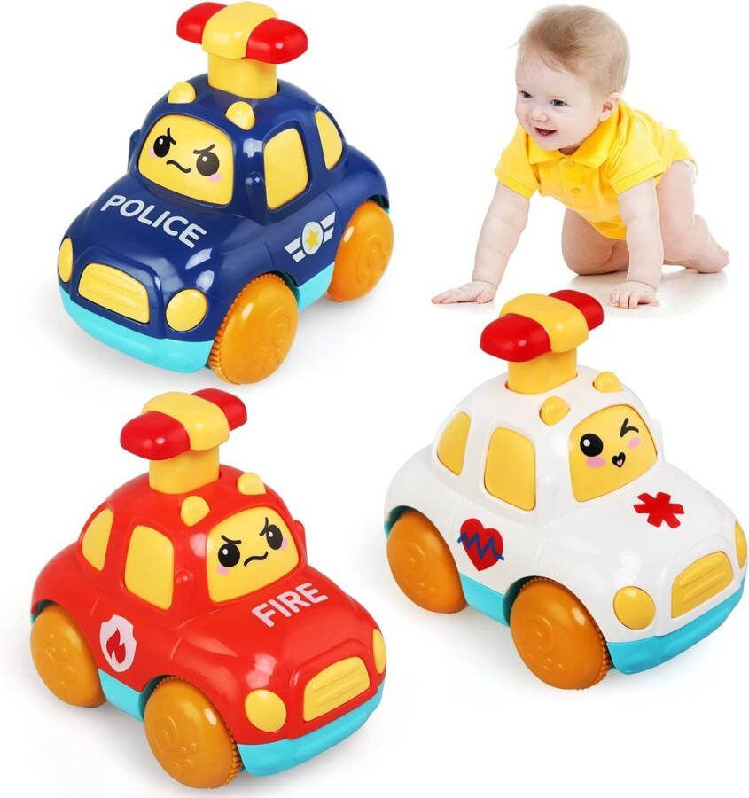 Borzmarket Babyopwindende auto 3 stuks speelgoedauto set baby auto speelgoed voertuigen wrijving terugtrekken speelgoed auto's kinderspeelgoed kousenvuller voor jongens meisjes kinderen vanaf 1 2 3 jaar