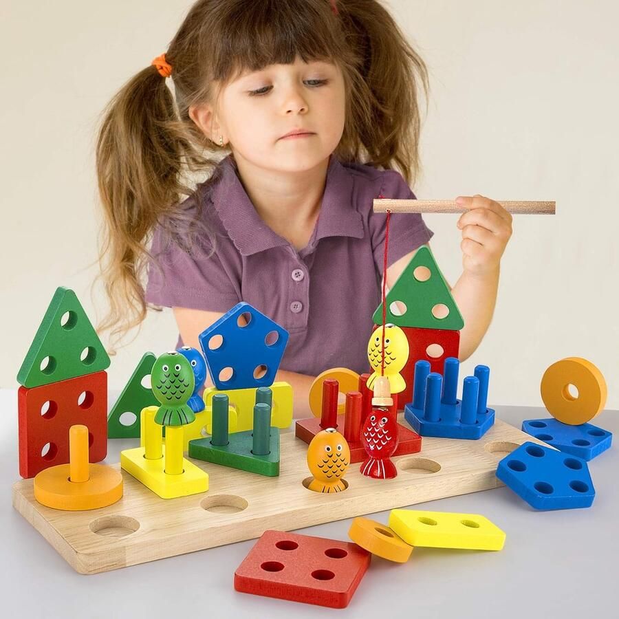 Borzmarket Montessori Speelgoed vanaf 1 jaar magnetisch visspel speelgoed vanaf 1 2 3 4 jaar houten kinderspeelgoed houten speelgoed voor meisjes en jongens motoriekspeelgoed