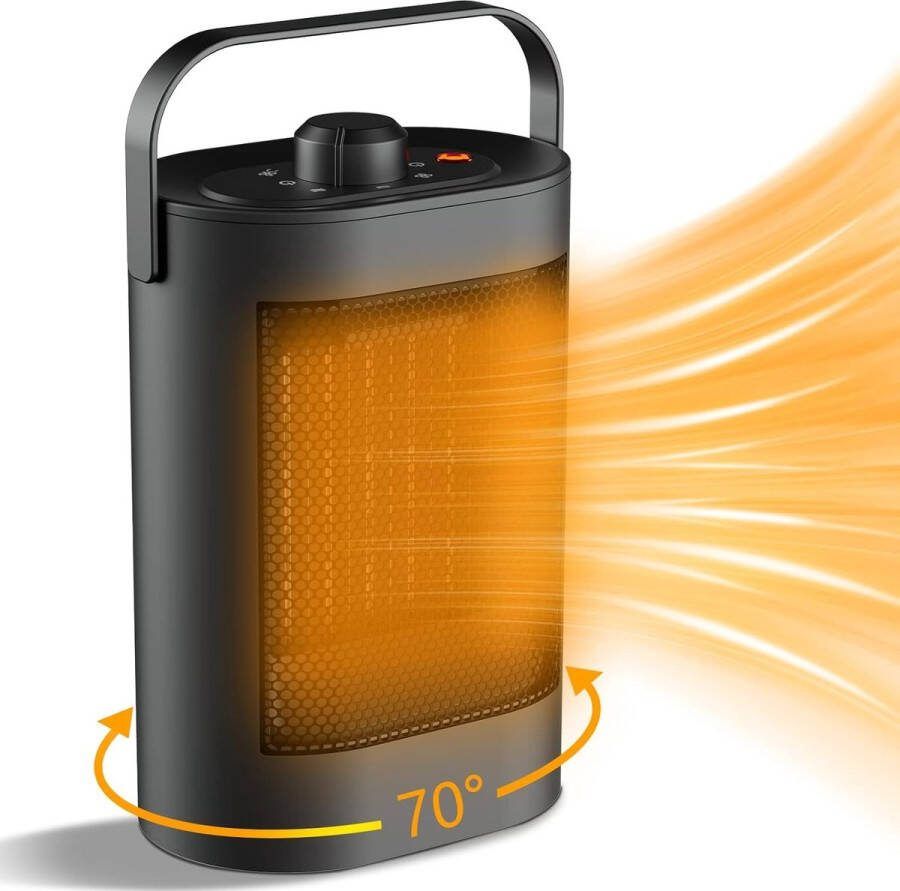 Borzmarket Draagbare kamerverwarming voor binnen 1500 W elektrische kachel snel opwarmen binnen 3 seconden met PTC-verwarmingstechnologie 6 modi 70 graden oscillerende kamerverwarming voor kantoorslaapkamer
