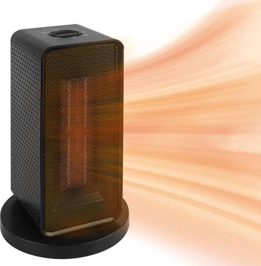 Borzmarket Elektrische keramische ventilatorkachel 90° Oscillerend draagbaar met oververhitting & tip-over bescherming 2 warmte-instellingen en alleen ventilator modus [Energieklasse C]