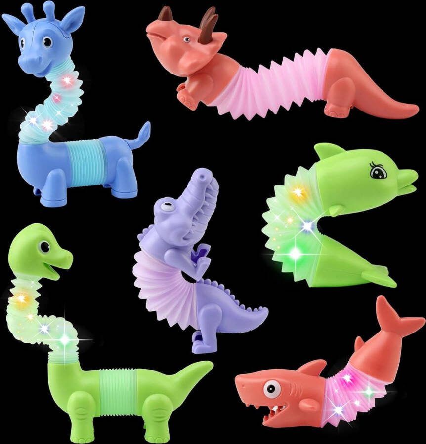 Borzmarket Gastgeschenken voor kinderverjaardag gastgeschenken 6 stuks mini-pop-buizen sensorisch speelgoed anti-stress fidget toys lichtstaven feestgeschenken voor autisme kinderen en