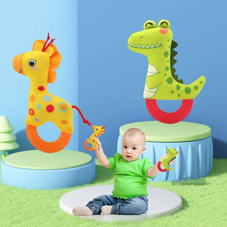 Borzmarket Gripling om te rammelen babyspeelgoed rammelaar bijtring babyspeelgoed vanaf 0 3 6 9 maanden pluche speelgoed ontwikkelingsspeelgoed voor jongens en meisjes babycadeau