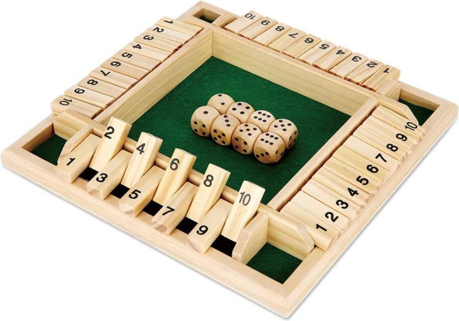 Borzmarket Shut the Box Bordspel educatief dobbelspel voor familieplezier kinderen leren wiskunde en strategie traditionele houten spelset voor 4 spelers