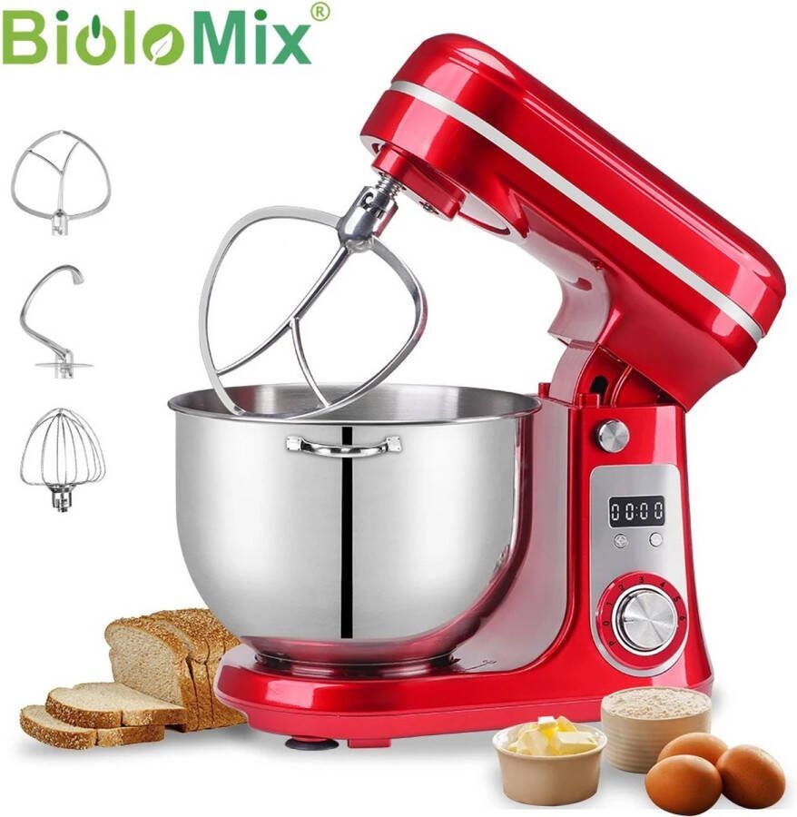 B.O.S Keukenmixer Keukenmachine Keukenmixer met Mengkom Keukenmixers Deegmachine Kneedmachine Rood