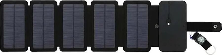 B.O.S. Solar Charger Zonnepaneel Lader Zonnelader Solarpowerbank Powerbank Zonneenergie Solar Powerbank Zwart Compact Opvouwbaar 5 Panelen