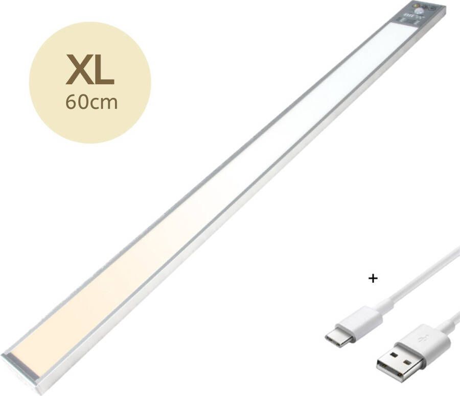 Boscer Led Lamp 60 CM Bewegingssensor Lichtsensor Magnetisch USB-C Oplaadbaar Trapverlichting Keukenlamp Nachtlamp LED Strip Eenvoudig bedienbaar bedieningspaneel