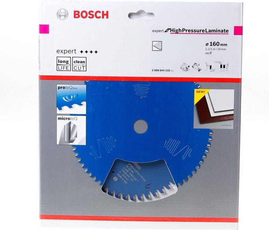 Bosch 2608644132 Cirkelzaagblad Expert for high pressure laminaat spaanplaat 160x20 mm 48 tanden