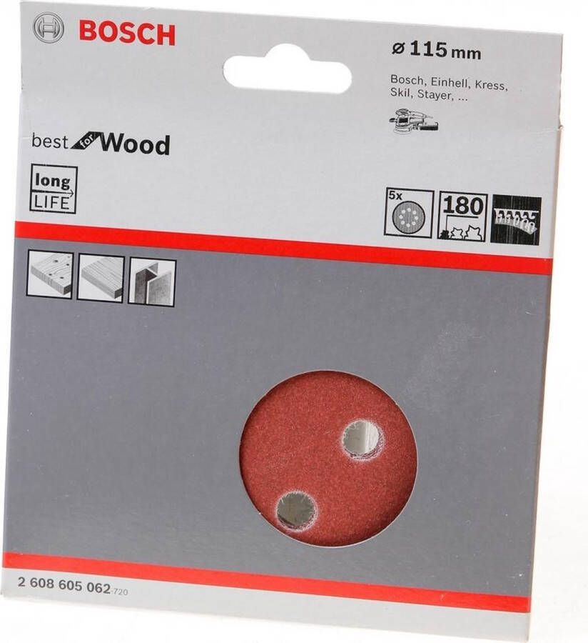 Bosch 5-delige schuurbladenset 115 mm 180