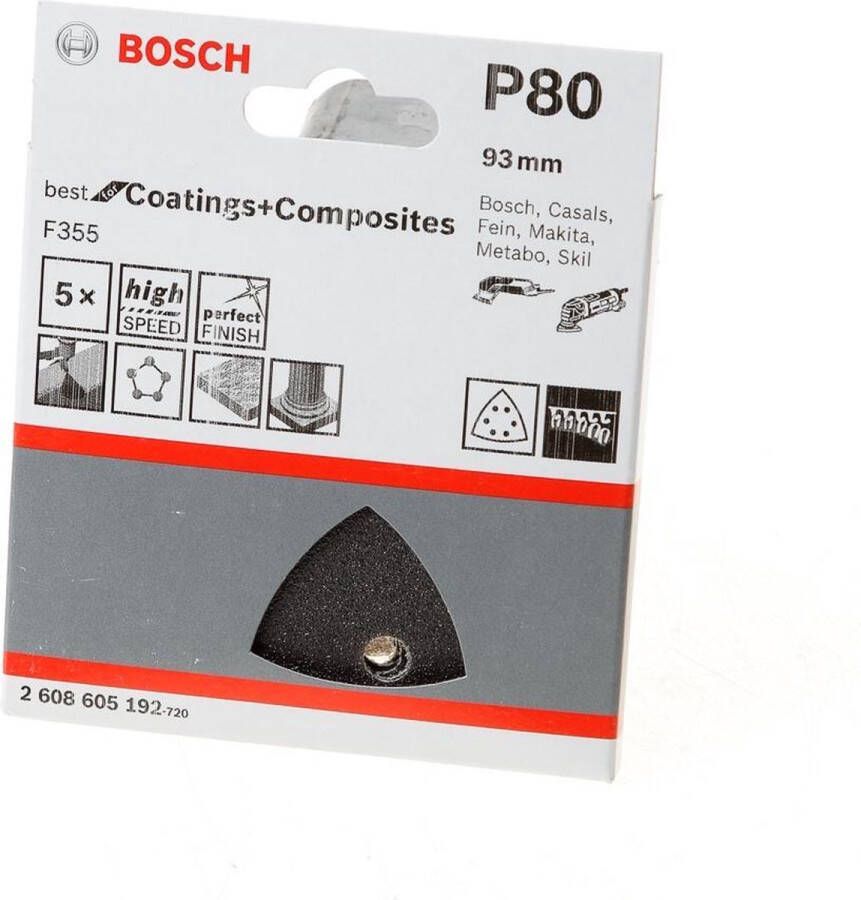 Bosch 5-delige schuurbladenset 93 mm 80