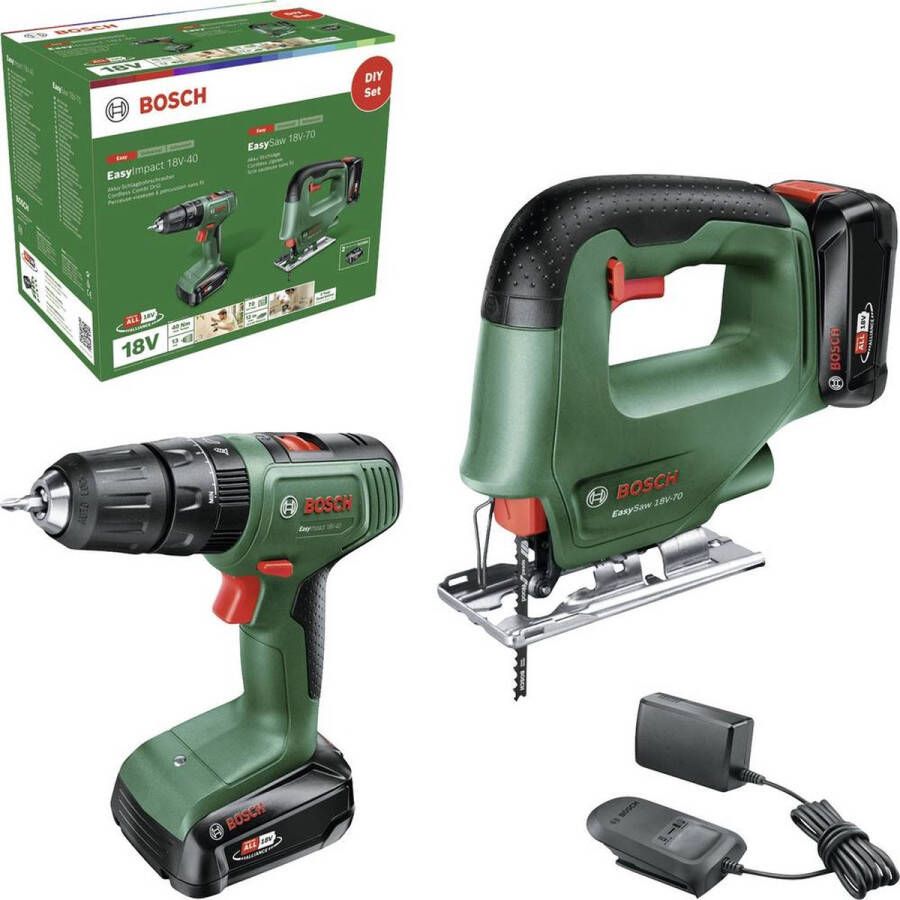 Bosch Accuboormachine Met Klopfunctie + Decoupeerzaag Toolkit 18v (2 Accu s)